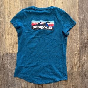 Patagonia Teal Blue Logo Graphic T-Shirt